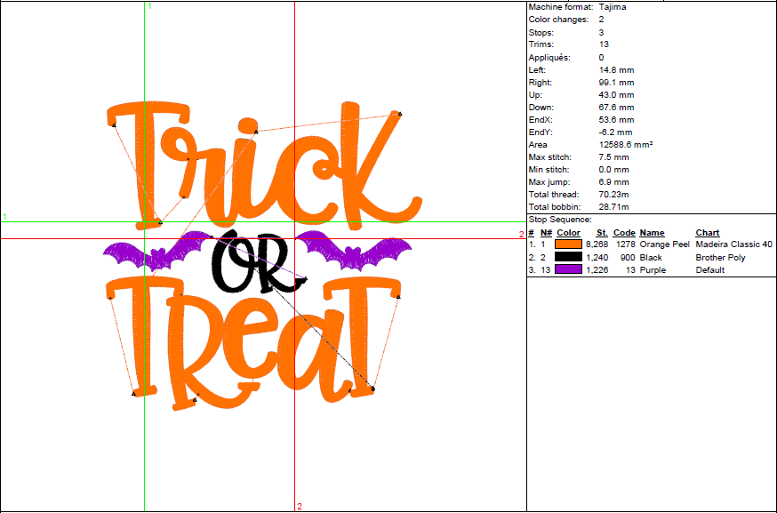 Trick or Treat Embroidery Design – Halloween Bats Machine Pattern (7 Sizes)