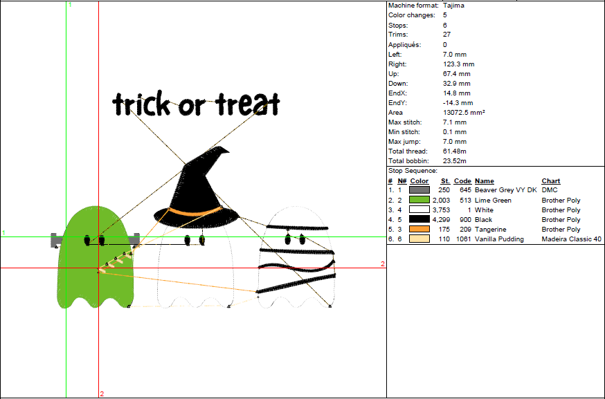 Halloween Ghost Embroidery Design - Cute Trick or Treat Pattern - 5 Sizes