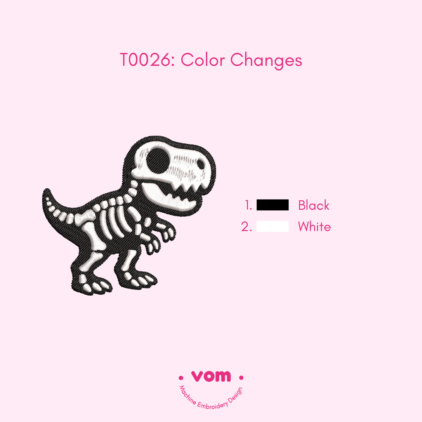 Skeleton T-Rex Embroidery Design - Dinosaur - 7 Sizes