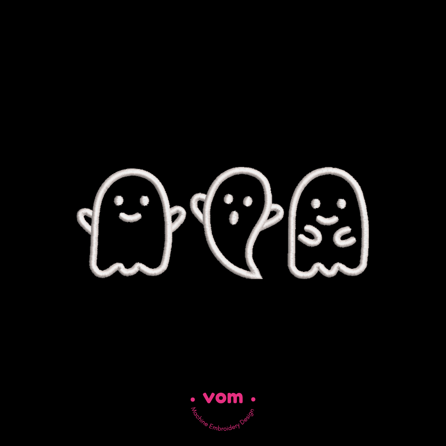 Halloween Ghost Embroidery Design – Lineal Cute Halloween Pattern for Machine Embroidery
