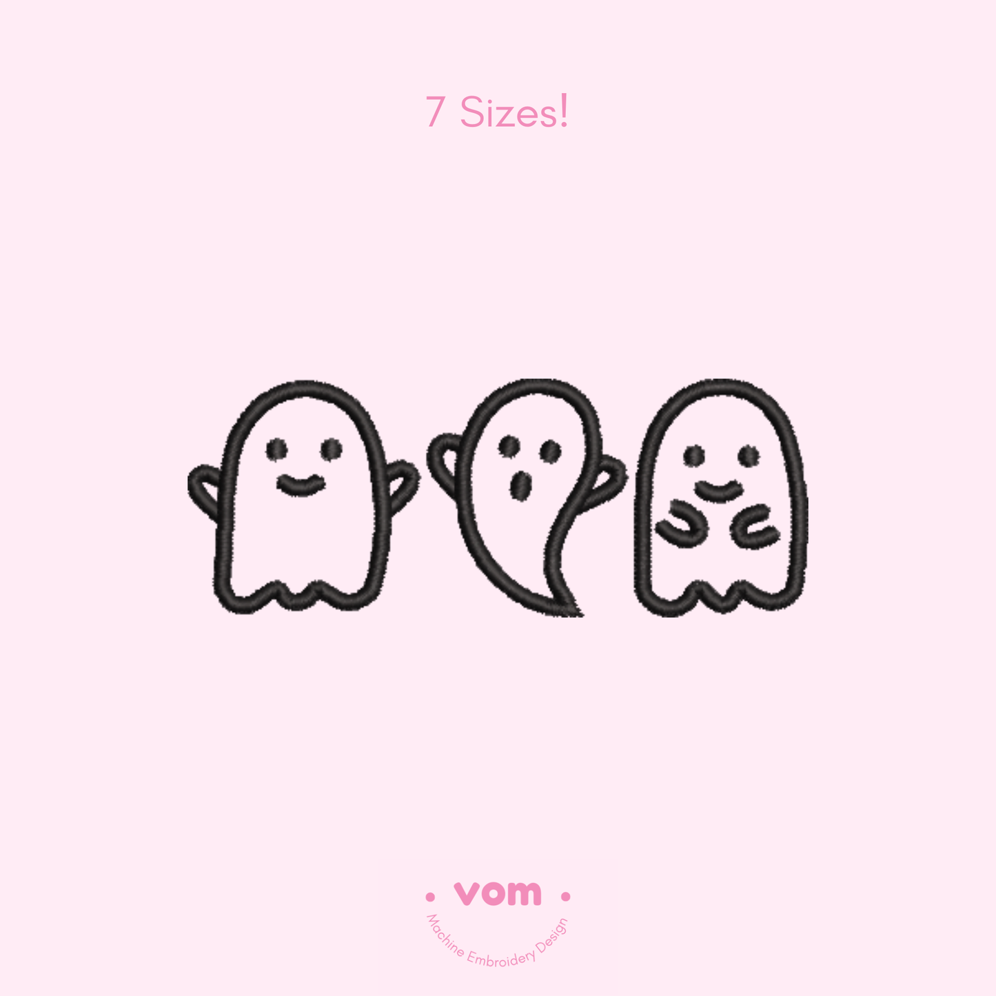 Halloween Ghost Embroidery Design – Lineal Cute Halloween Pattern for Machine Embroidery