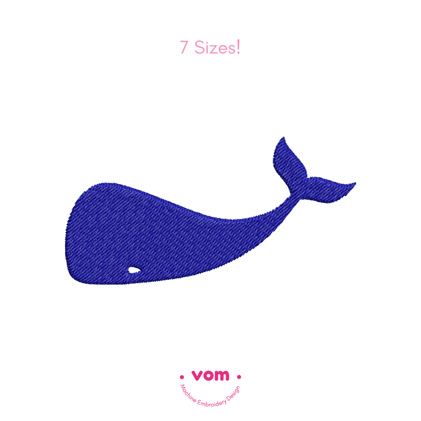Whale Silhouette Embroidery Design – Minimalist Marine Animal in 5 Sizes