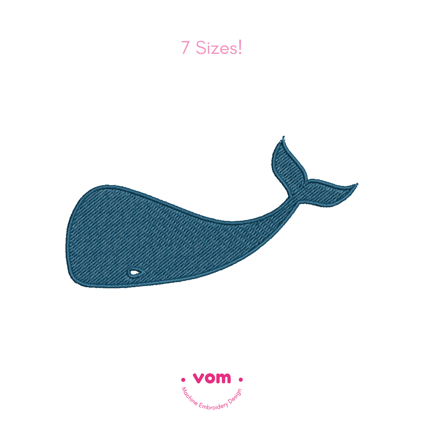 Whale Silhouette Outlined Embroidery Design – Minimalist Marine Animal in 7 Sizes