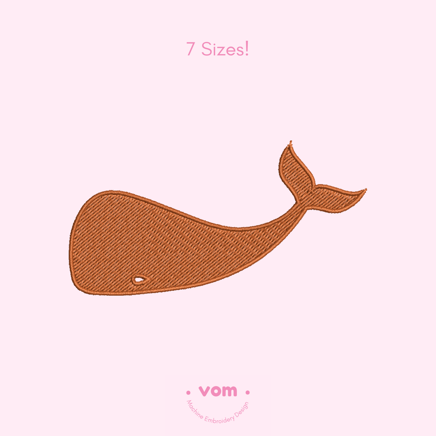 Whale Silhouette Outlined Embroidery Design – Minimalist Marine Animal in 7 Sizes