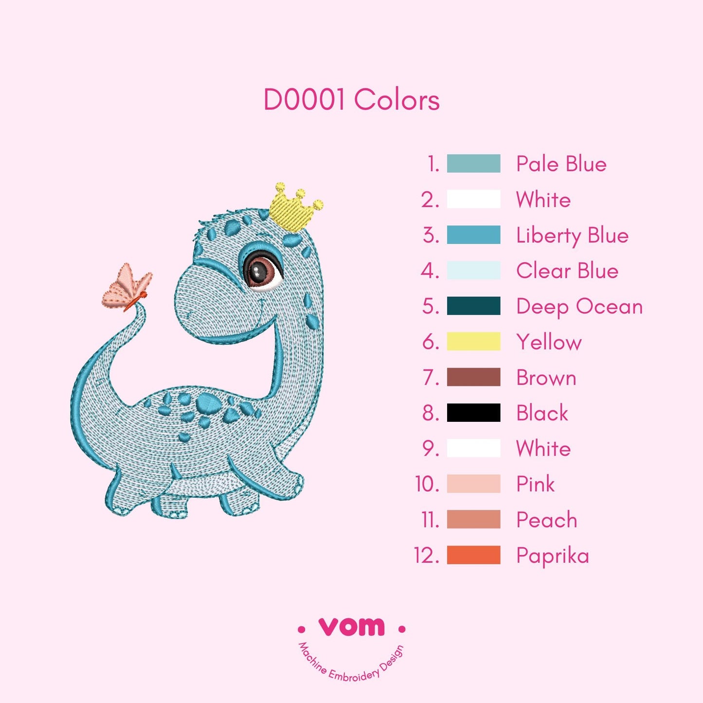 Cute Baby Dinosaur Embroidery Pattern - Instant Download - Rippled Stitch Design for Nursery - Machine Embroidery Design - 5 sizes!