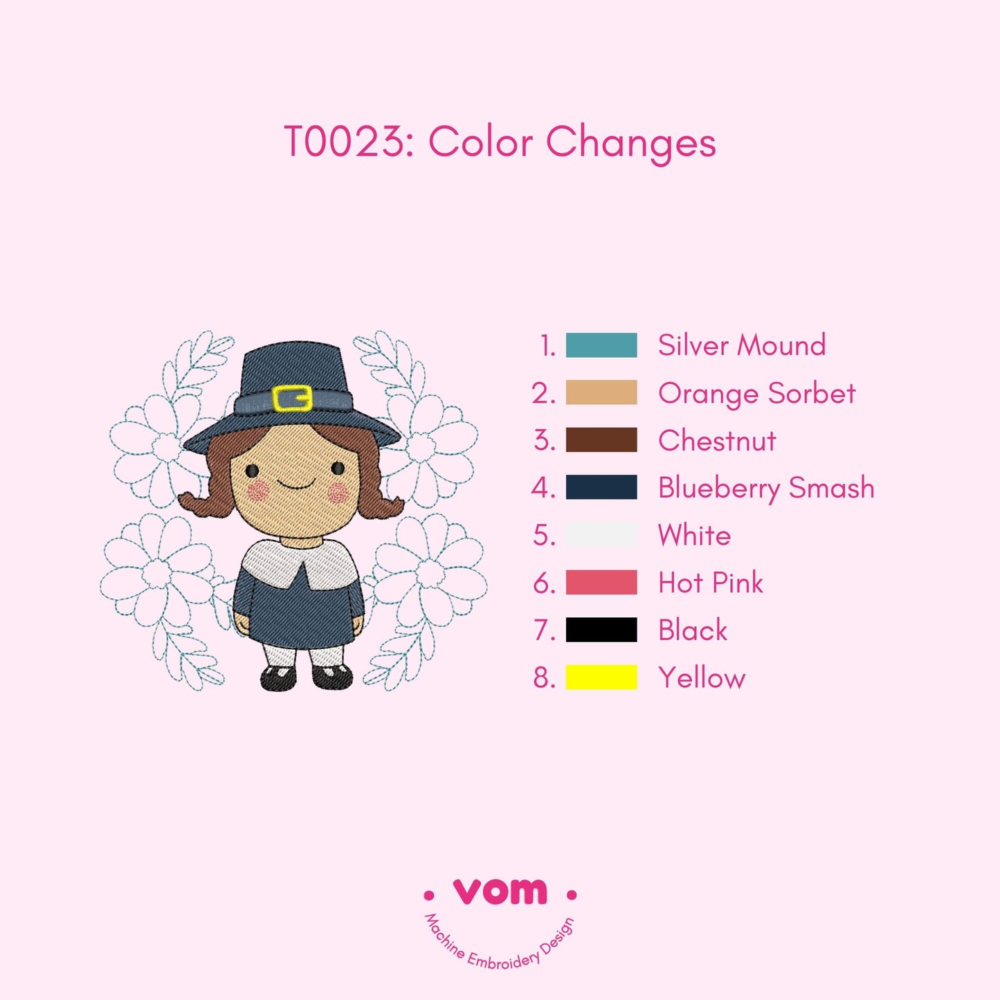 Little Pilgrim Embroidery Design - 7 Sizes
