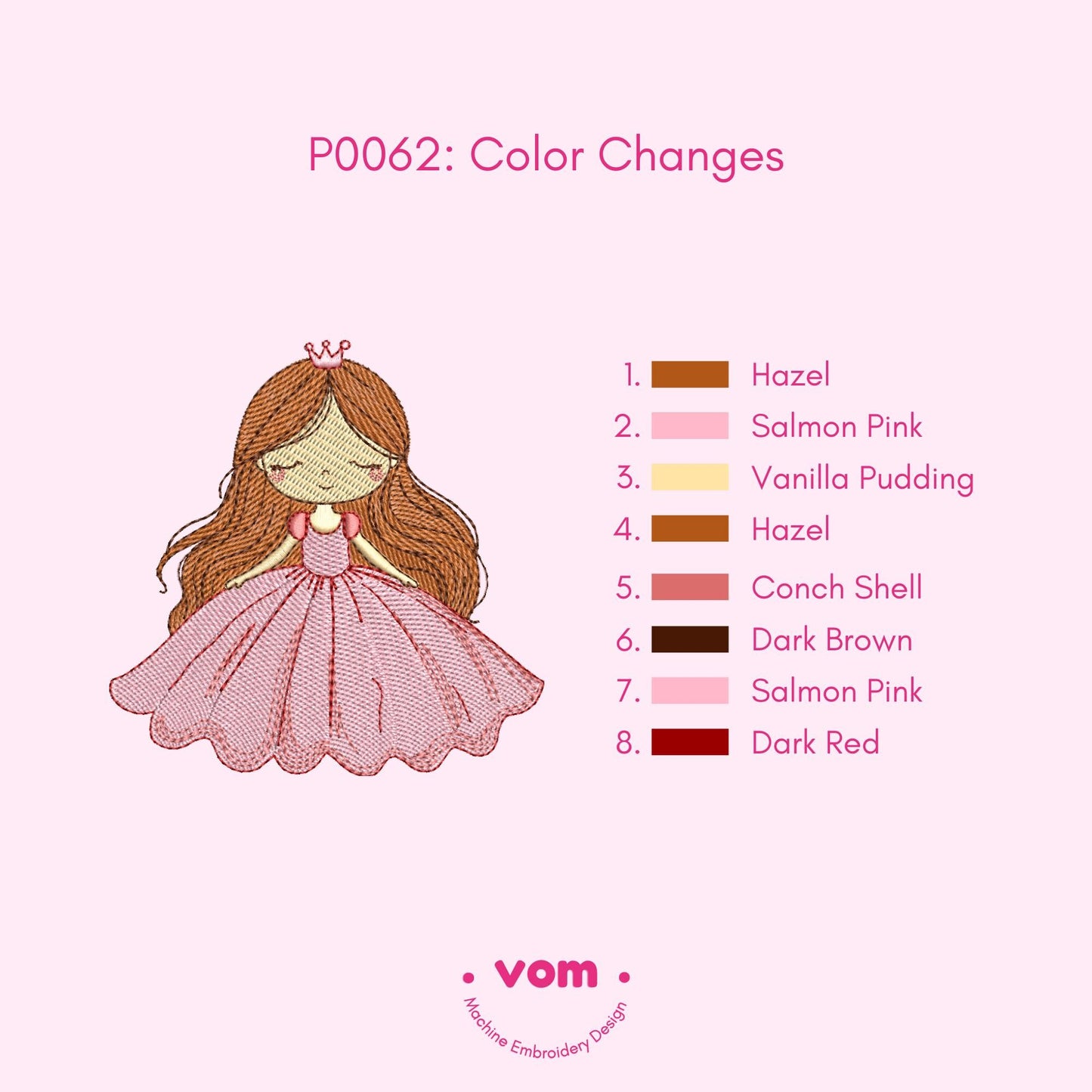 Princess Embroidery Design - 7 Sizes