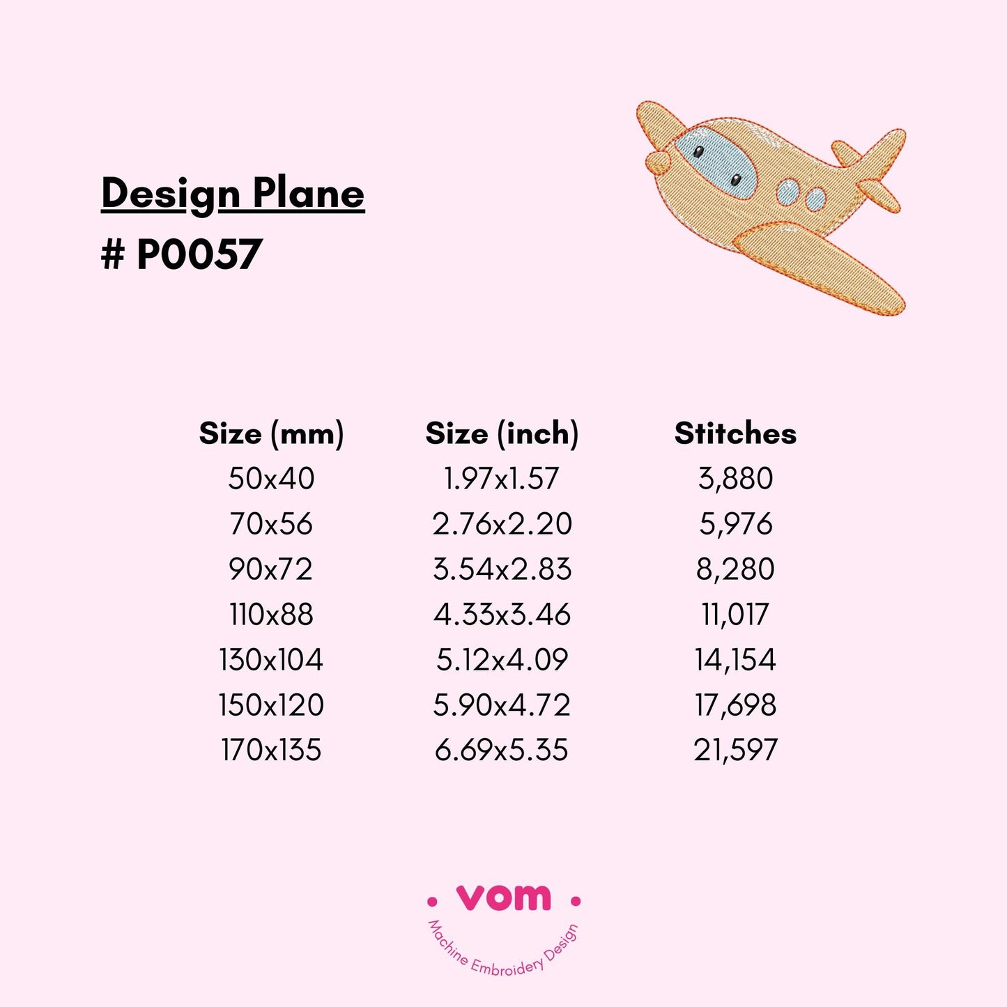 Cute Airplane Embroidery Design - Baby Plane Machine Embroidery Pattern - 7 Sizes!