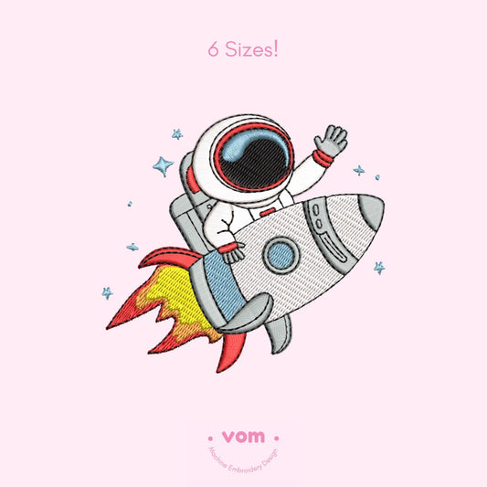 Astronaut & Rocket Embroidery Design - Space Adventure for Kids Pattern - Digital File for Machine Embroidery - 6 Sizes
