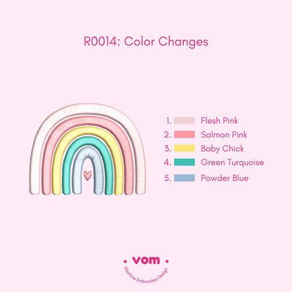 Pastel Rainbow Embroidery Design - Cute Boho Arch with Heart Pattern - Digital File for Machine Embroidery - 9 Sizes