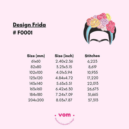 Frida Embroidery Design - 8 sizes!