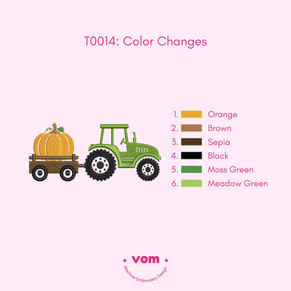 Tractor with Pumpkins Embroidery Design - Fall Harvest Truck Embroidery File - Autumn Farmhouse Pattern - 7 Sizes!