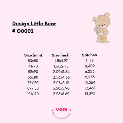 Little Bear - Rippled Machine Embroidery Design - 7 Sizes!