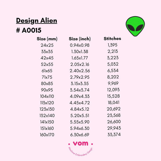 Alien - Machine Embroidery Design - in 15 sizes!