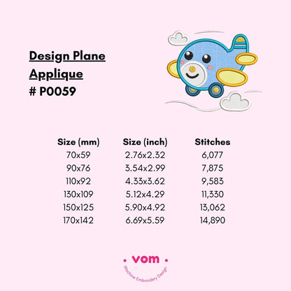 Cute Airplane Applique Embroidery Design - Baby Plane Machine Embroidery Pattern with Clouds - 6 Sizes!
