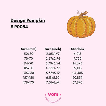 Pumpkin Machine Embroidery Design - Autumn Harvest Embroidery Pattern - 7 Sizes!