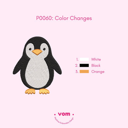 Cute Penguin Embroidery Design - Winter Animal Pattern for Kids - Embroidery Machine File - 9 Sizes