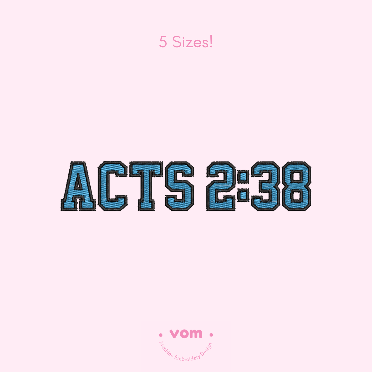 Acts 2:38 Bible Verse Embroidery Design | Christian File | 5 Sizes