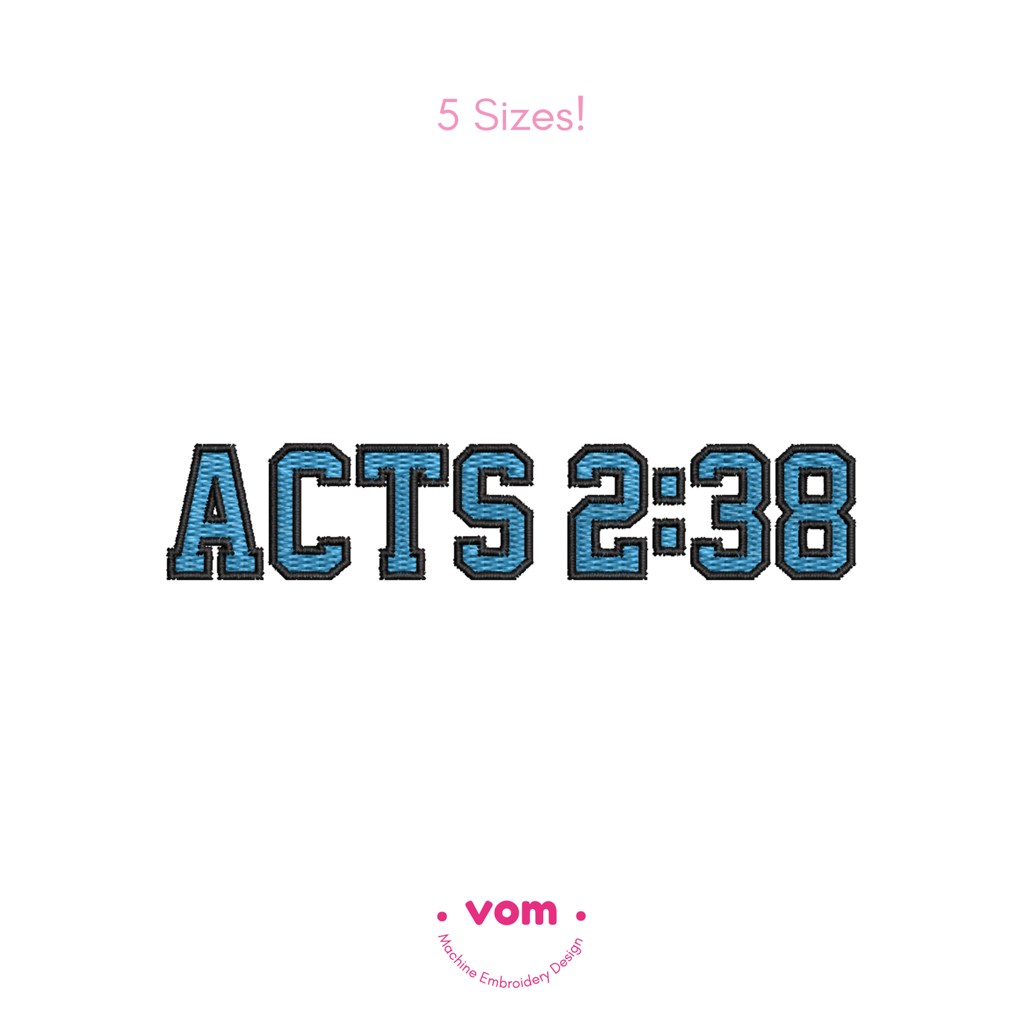 Acts 2:38 Bible Verse Embroidery Design | Christian File | 5 Sizes