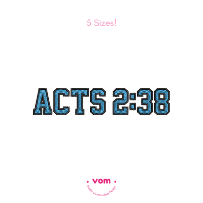 Acts 2:38 Bible Verse Embroidery Design | Christian File | 5 Sizes