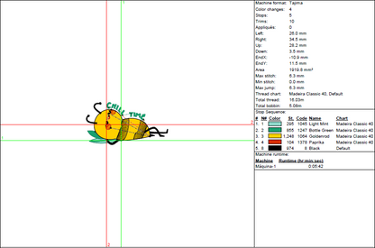 Chill Bee Embroidery Design - Fill Stitch in 5 Sizes
