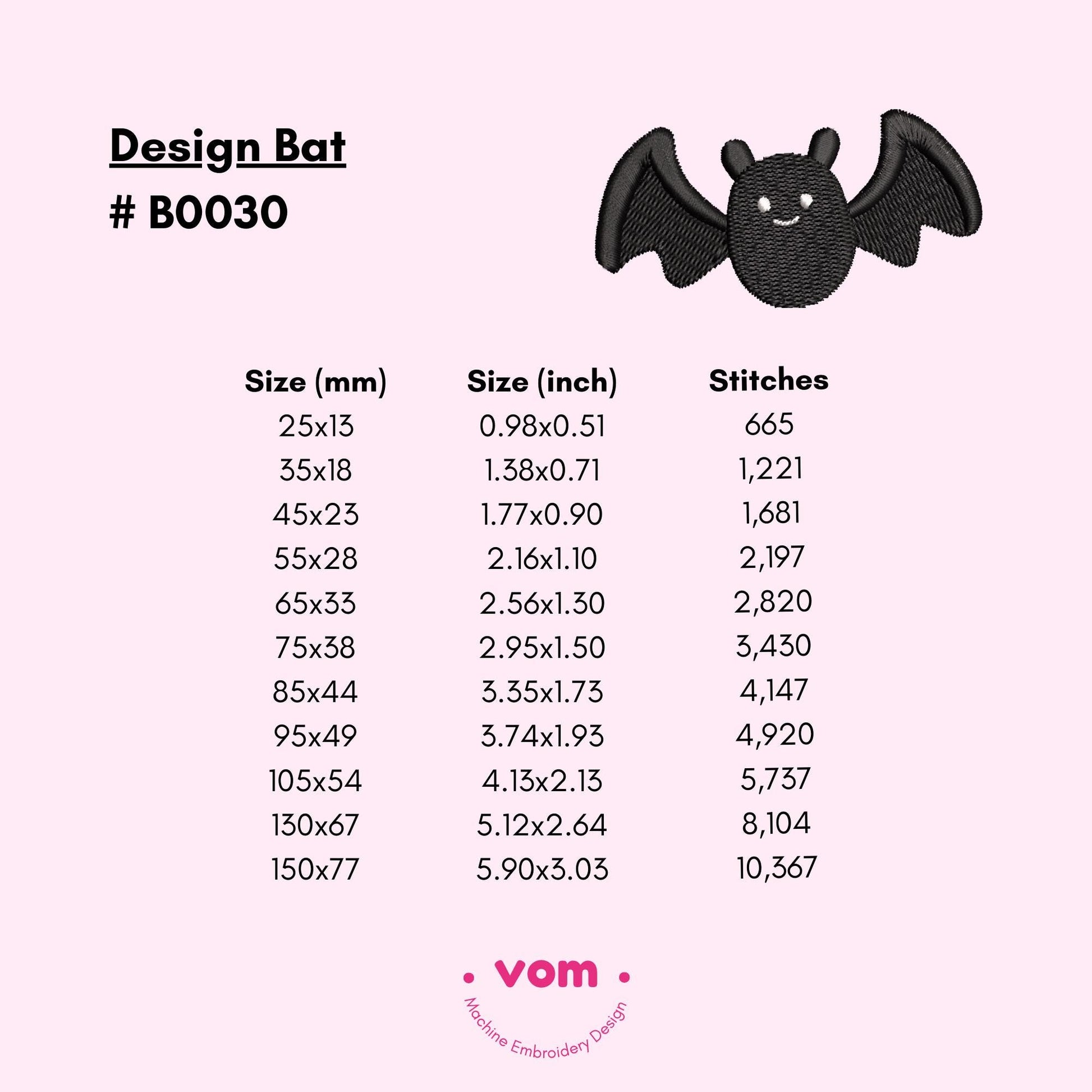 Bat Machine Embroidery Design - 11 Sizes - Halloween Machine Embroidery Design