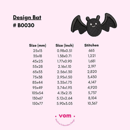Bat Machine Embroidery Design - 11 Sizes - Halloween Machine Embroidery Design