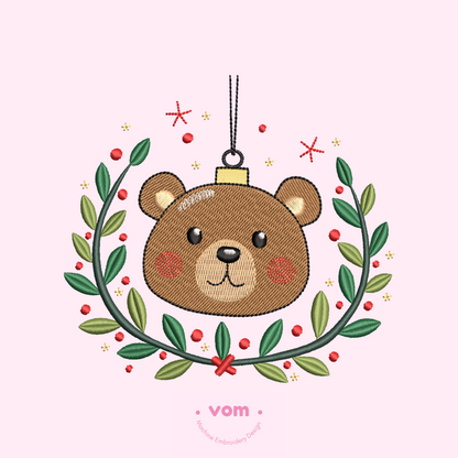 Bear Ornament Embroidery Design - Cute and Festive Christmas Pattern for Machine Embriodery - Digital File - 8 Sizes