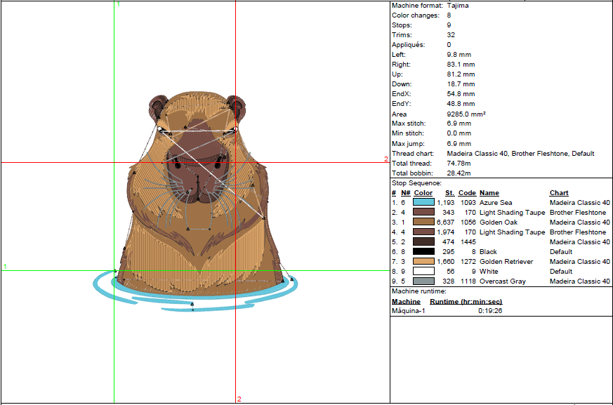 Soaking Capybara Embroidery Design – 5 Sizes