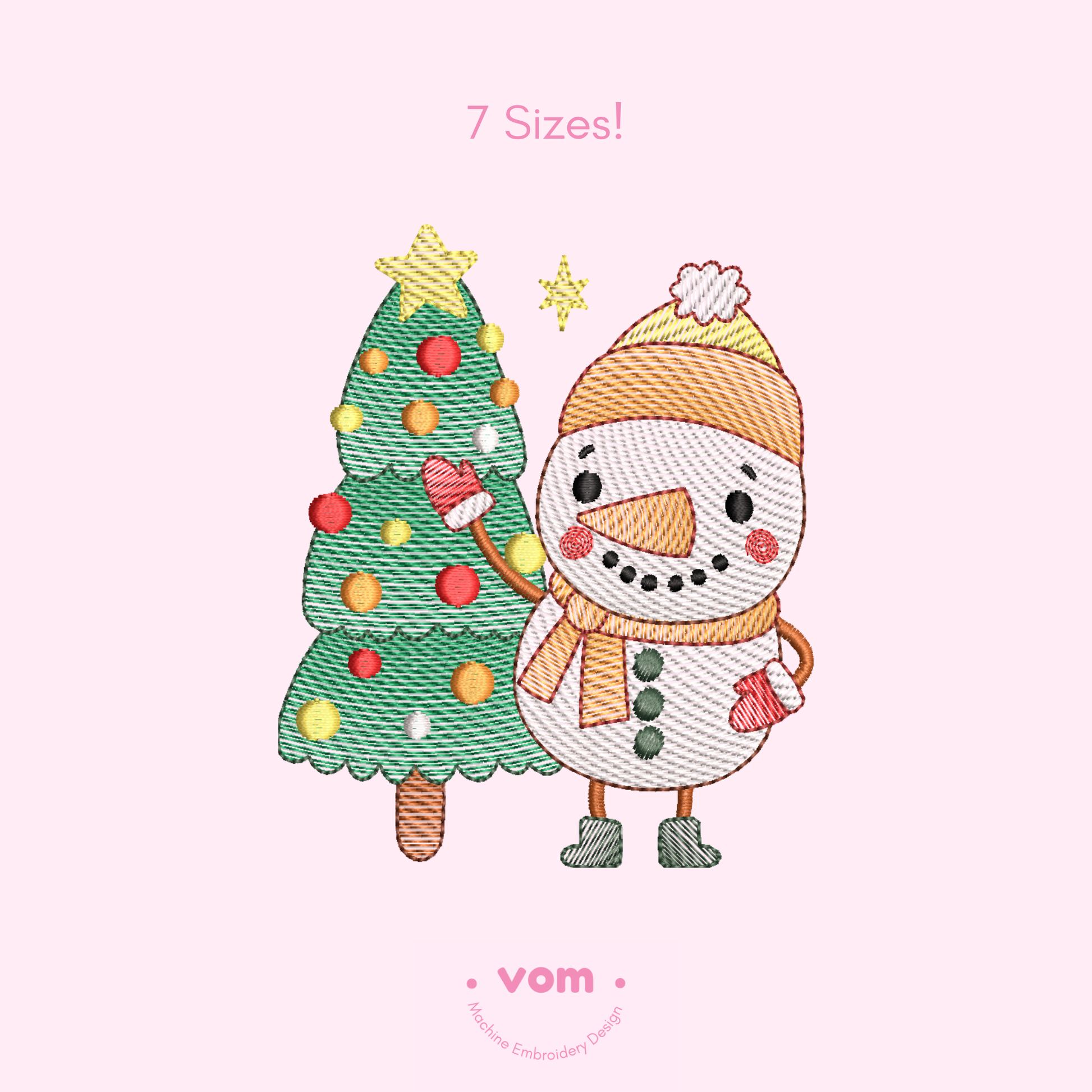 Christmas Snowman Embroidery Design | Adorable Holiday Snowman with Tree – Festive Machine Embroidery Pattern