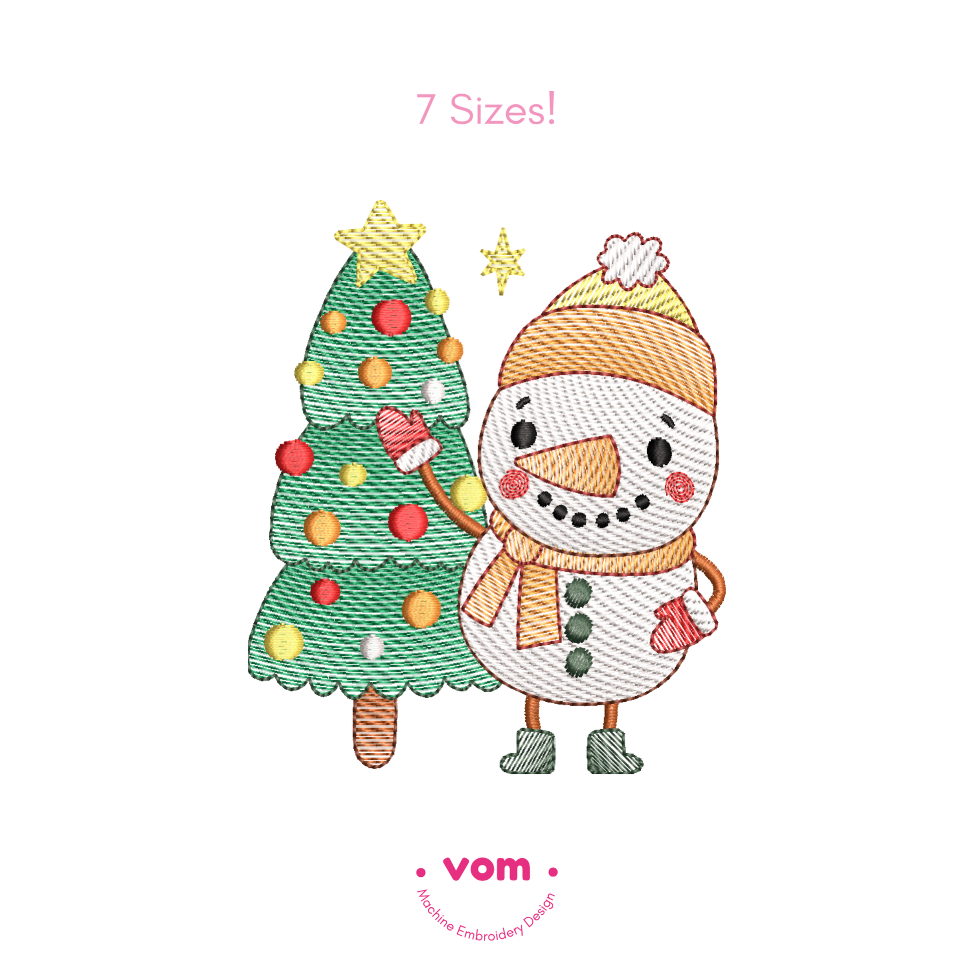 Christmas Snowman Embroidery Design | Adorable Holiday Snowman with Tree – Festive Machine Embroidery Pattern