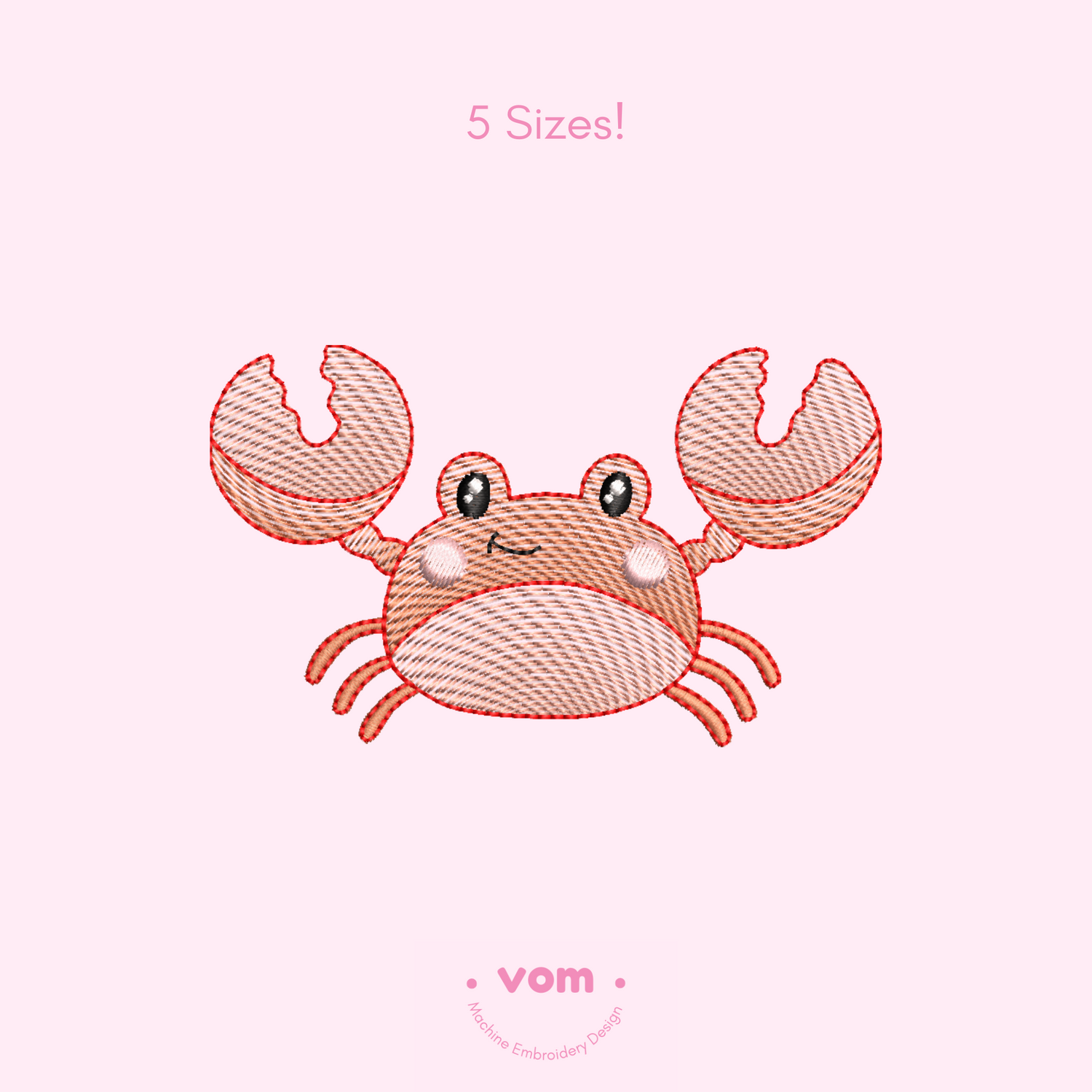 Crab Rippled Embroidery Design – Cute Nautical Baby Pattern