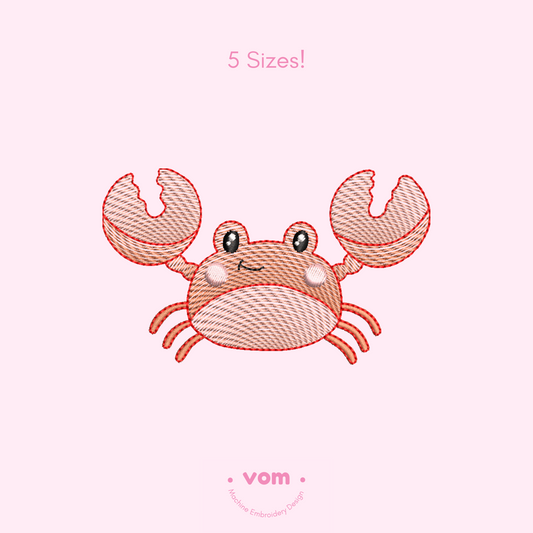 Crab Rippled Embroidery Design – Cute Nautical Baby Pattern