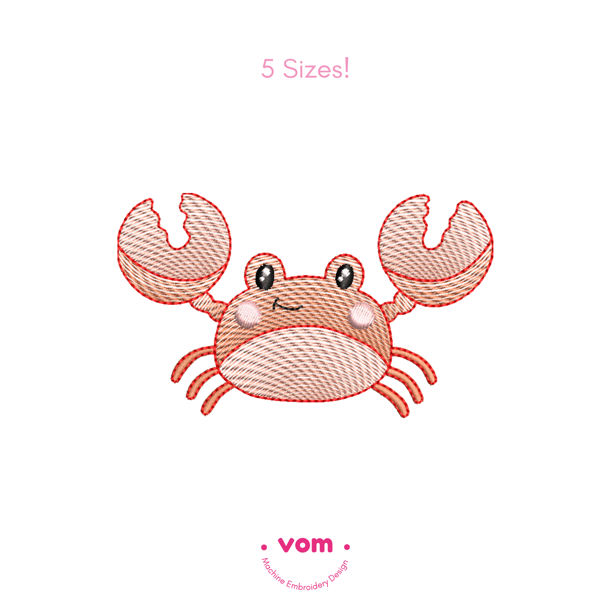 Crab Rippled Embroidery Design – Cute Nautical Baby Pattern