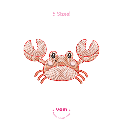 Crab Rippled Embroidery Design – Cute Nautical Baby Pattern
