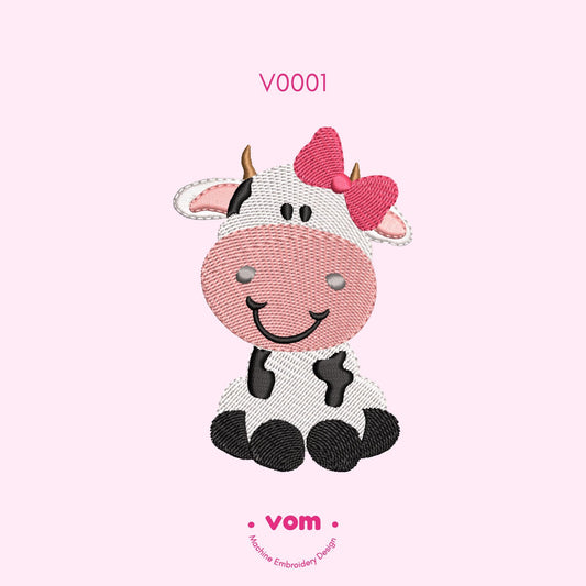 Cute Cow Embroidery Design – Adorable Farm Animal for Baby & Kids – 7 Sizes – Instant Download