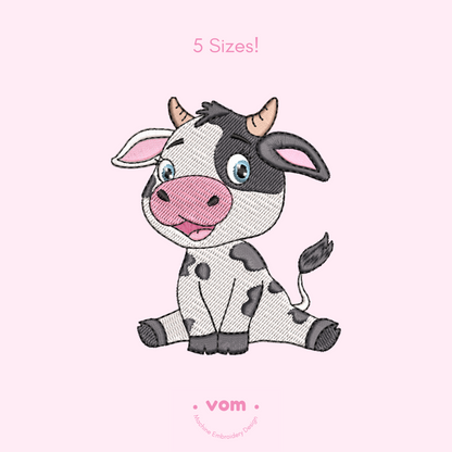 Cute Cow Embroidery File - Machine Embroidery Design - 5 sizes - Instant Download