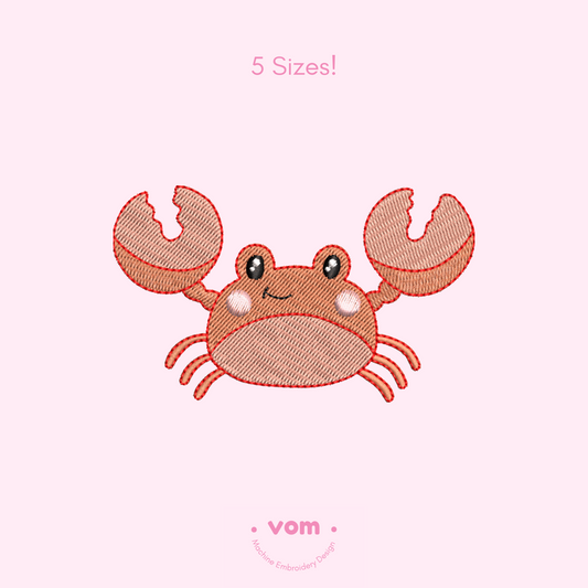 Cute Crab Embroidery Design | 5 Sizes Digital Download


