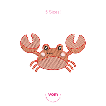 Cute Crab Embroidery Design | 5 Sizes Digital Download


