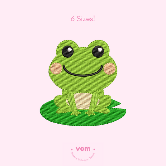 Cute Frog Embroidery Design – Baby Animal Pattern in 6 Sizes