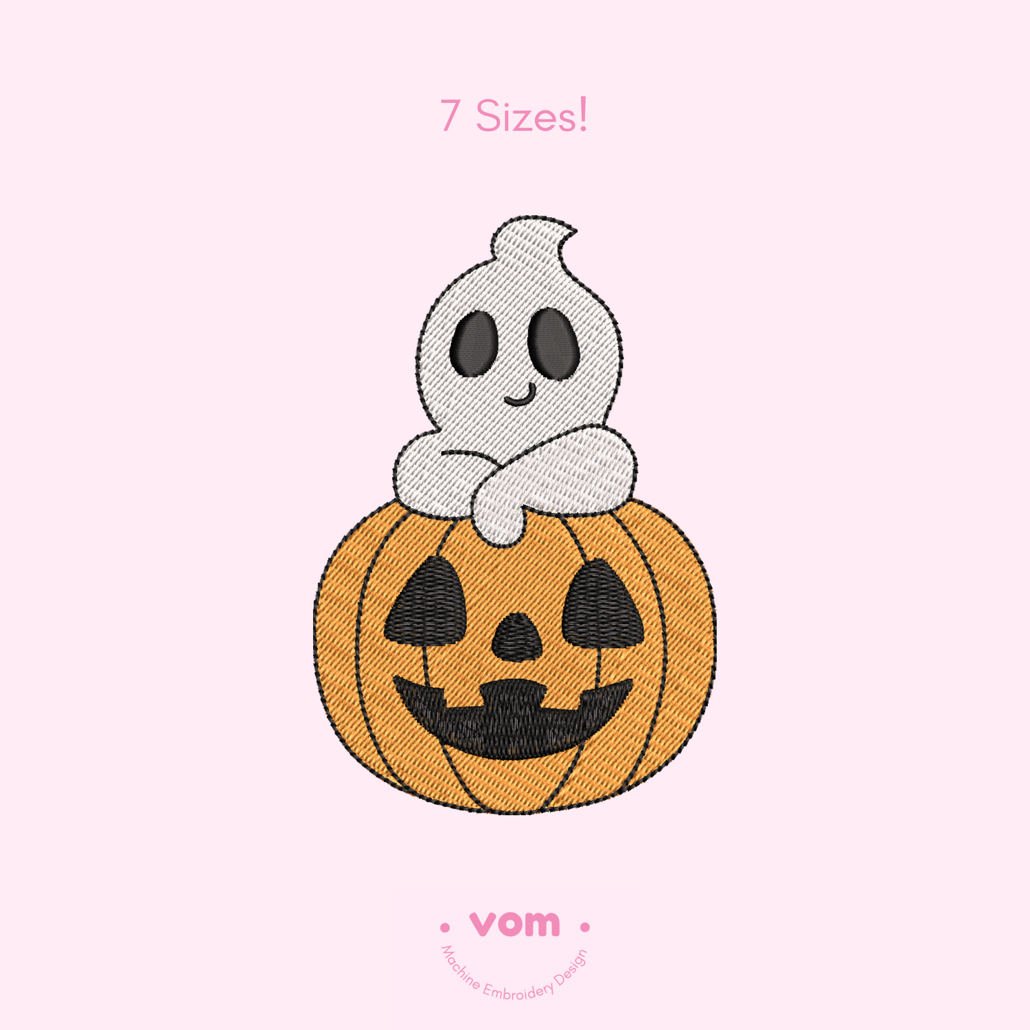 Cute Ghost and Pumpkin Embroidery Design - Digital Pattern - Halloween Fun - 6 Sizes