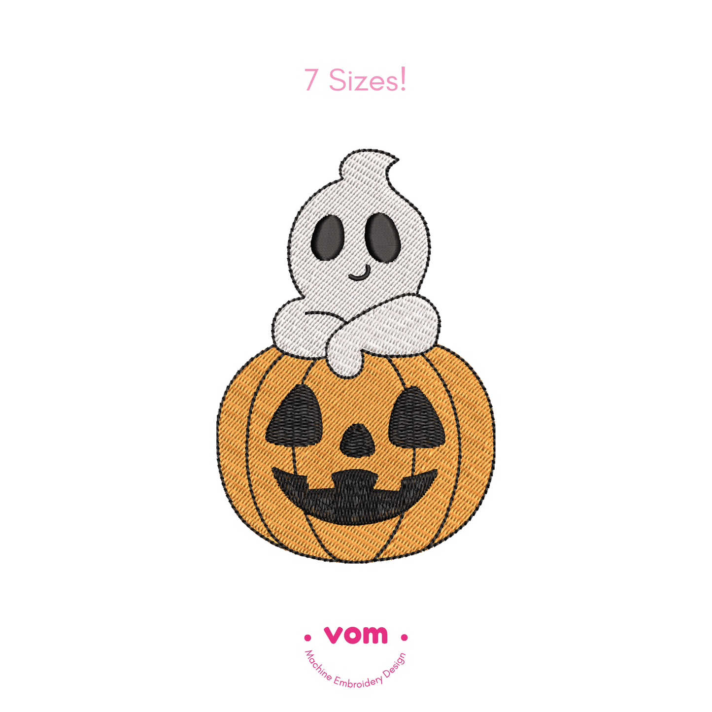 Cute Ghost and Pumpkin Embroidery Design - Digital Pattern - Halloween Fun - 6 Sizes