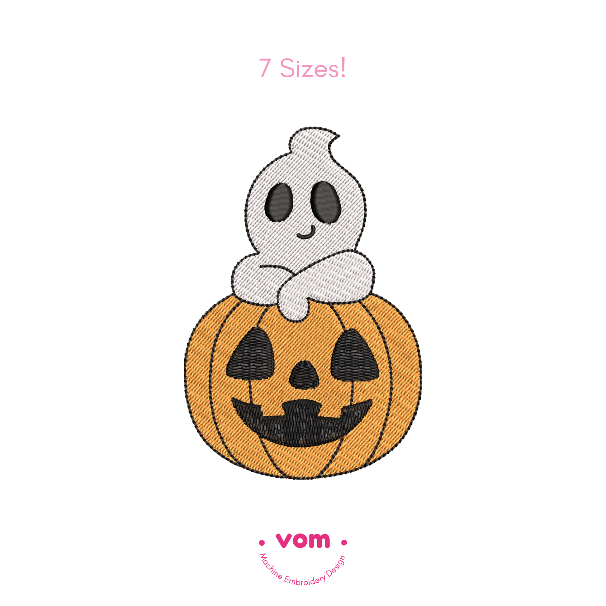 Cute Ghost and Pumpkin Embroidery Design - Digital Pattern - Halloween Fun - 6 Sizes