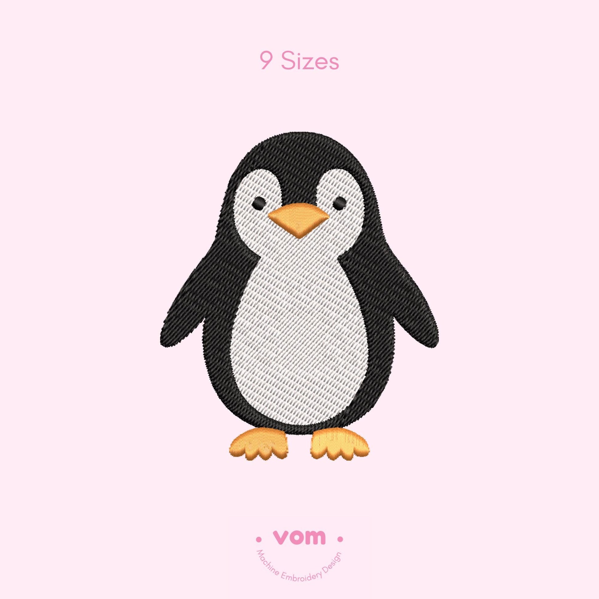 Cute Penguin Embroidery Design - Winter Animal Pattern for Kids - Embroidery Machine File - 9 Sizes