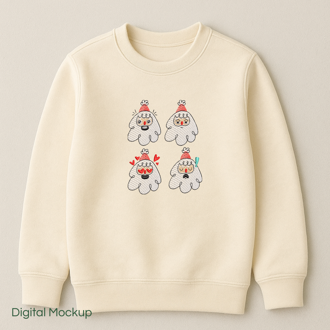 Cute Santa Faces Embroidery Design – Christmas Emotions Set (5 Sizes)