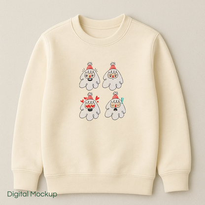 Cute Santa Faces Embroidery Design – Christmas Emotions Set (5 Sizes)