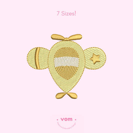 Cute Star Plane Embroidery Design – Baby Airplane Digital File for Machine Embroidery – 7 Sizes