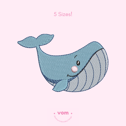 Cute Whale Embroidery Design – Adorable Ocean Friend in 5 Sizes