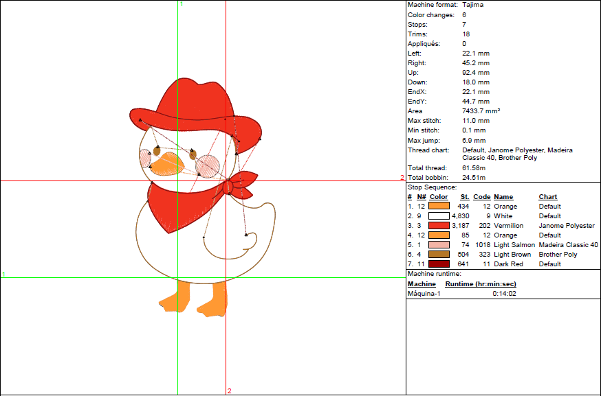 Cowboy Duck Embroidery Design - Western Baby Farm Animal - 5 Sizes