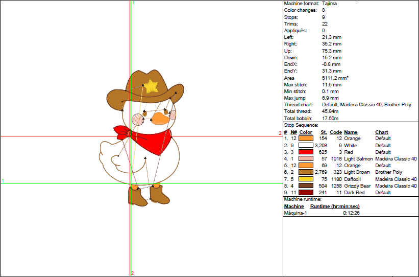 Sheriff Duck Embroidery Design - Western Baby Farm Animal - 5 Sizes